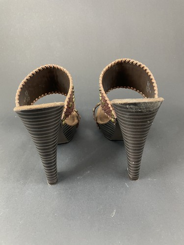 Amanda Smith Shoes Womens Size 9 Topaz Bead Adorned Leather Slides - Picture 11 of 11