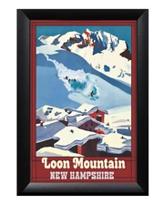 Loon Mountain New Hampshire Skiing Winter sports Art Travel Poster Prints