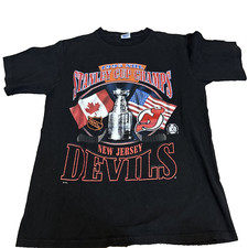 New Jersey Devils 1995 NHL Hockey Stanley Cup Champions Starter Shirt USA Medium