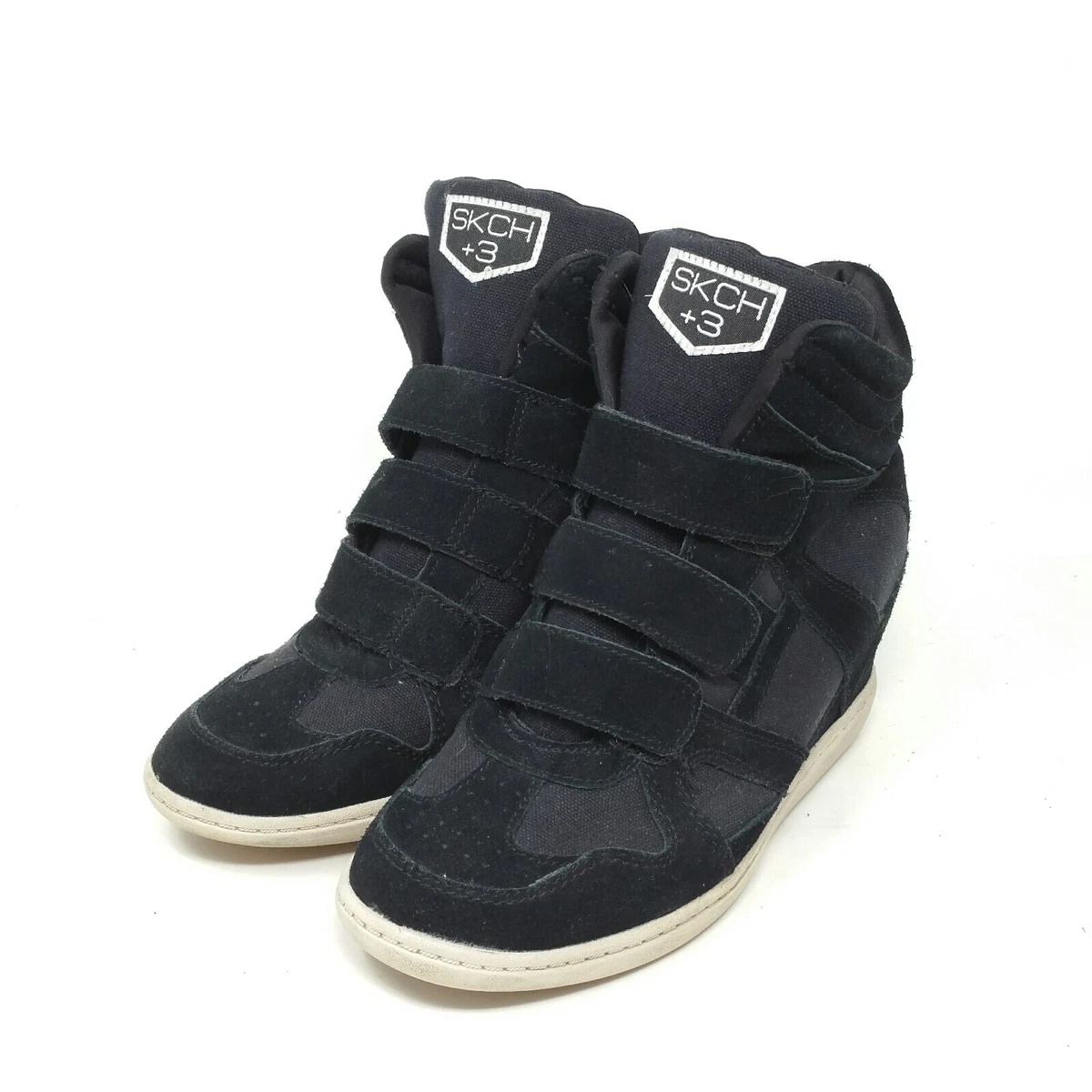 Skechers SKCH Plus3 Black Hidden Heel Wedge Sneakers Raise Your