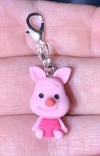 Piglet From Winnie the Pooh Charm Zipper Pull  Keychain Add On Clip 