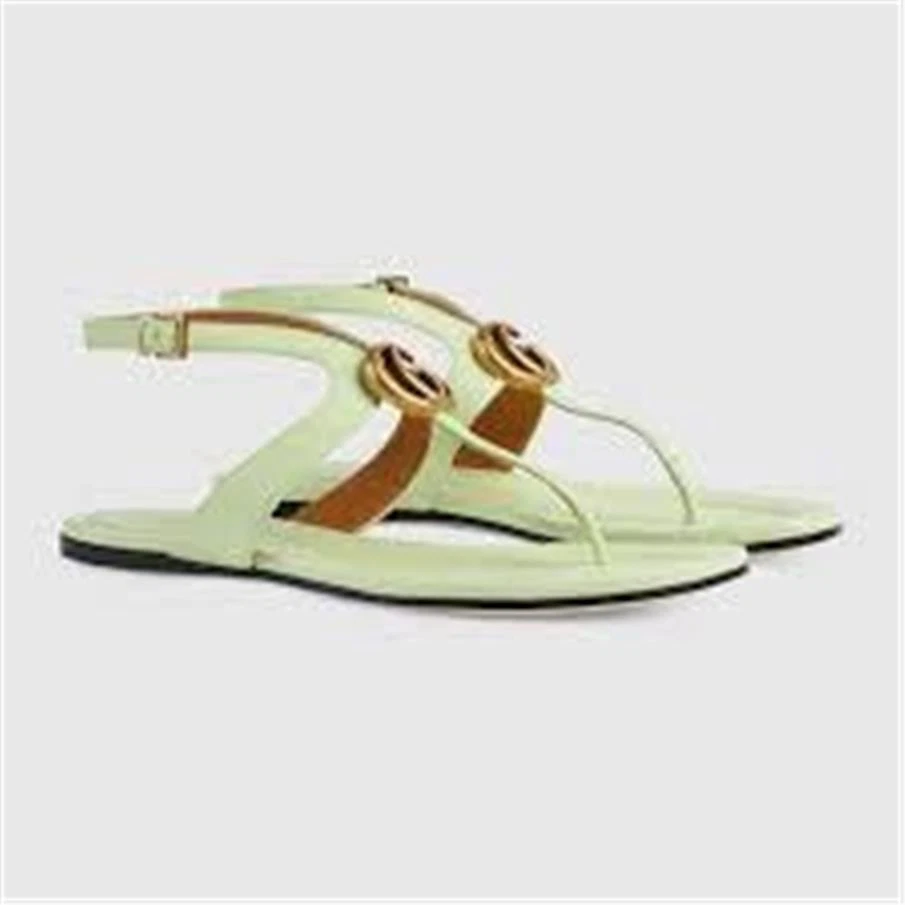 Sandales plates Gucci Marmont double logo GG string en cuir sangle en T chaussures