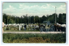 1910 Batesville IN, Indiana Horse Carriage Military Tents - Non postcard back