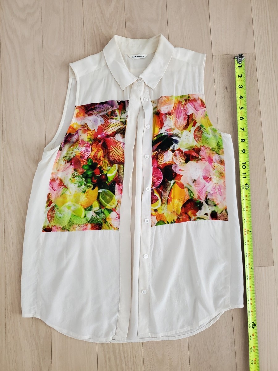 Club Monaco Silk Sleeveless Floral Shirt Size XXS