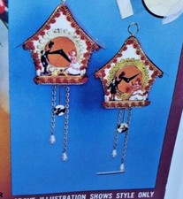 Walco Holiday SWISS CLOCKS Vintage Sequin Bead Christmas Ornament Craft Kit NOS