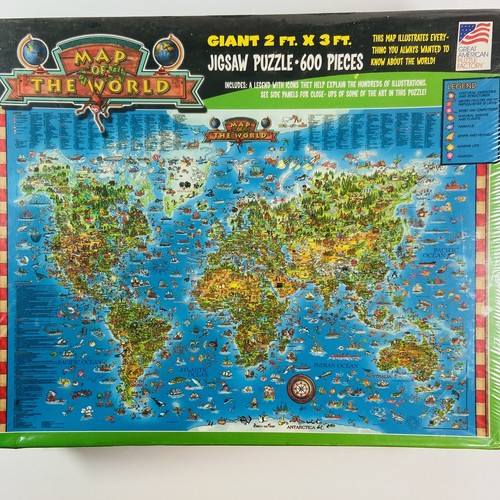 Great American Puzzle Factory New Map Of The World Giant 2’ x 3’ 600 Pieces - Picture 16 of 16