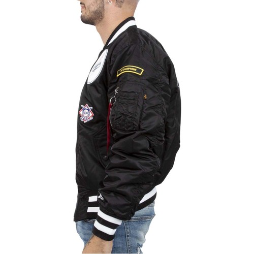 New Era Men's Dodgers Reversible Alpha Bomber Jacket Black/White 13026032 i - Picture 3 of 4