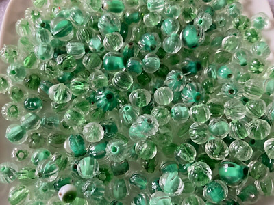 30 Stck. Kürbis   Glasperlen 6/7 mm 2 gemischte Größen s