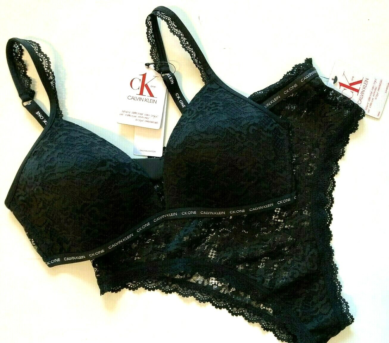 Calvin Klein 58 Women's 2 pc set Lace panties Black Size Medium
