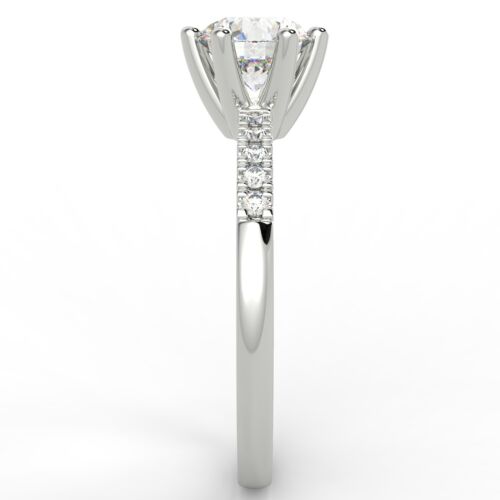 1.01 Ct Round Cut VS1/D Solitaire Pave Diamond Engagement Ring 14K White Gold - Picture 5 of 6