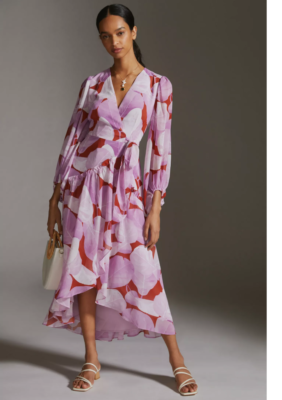 hutch geo wrap maxi dress new ANTHROPOLOGIE HUTCH geo wrap chiffon layers maxi dress m