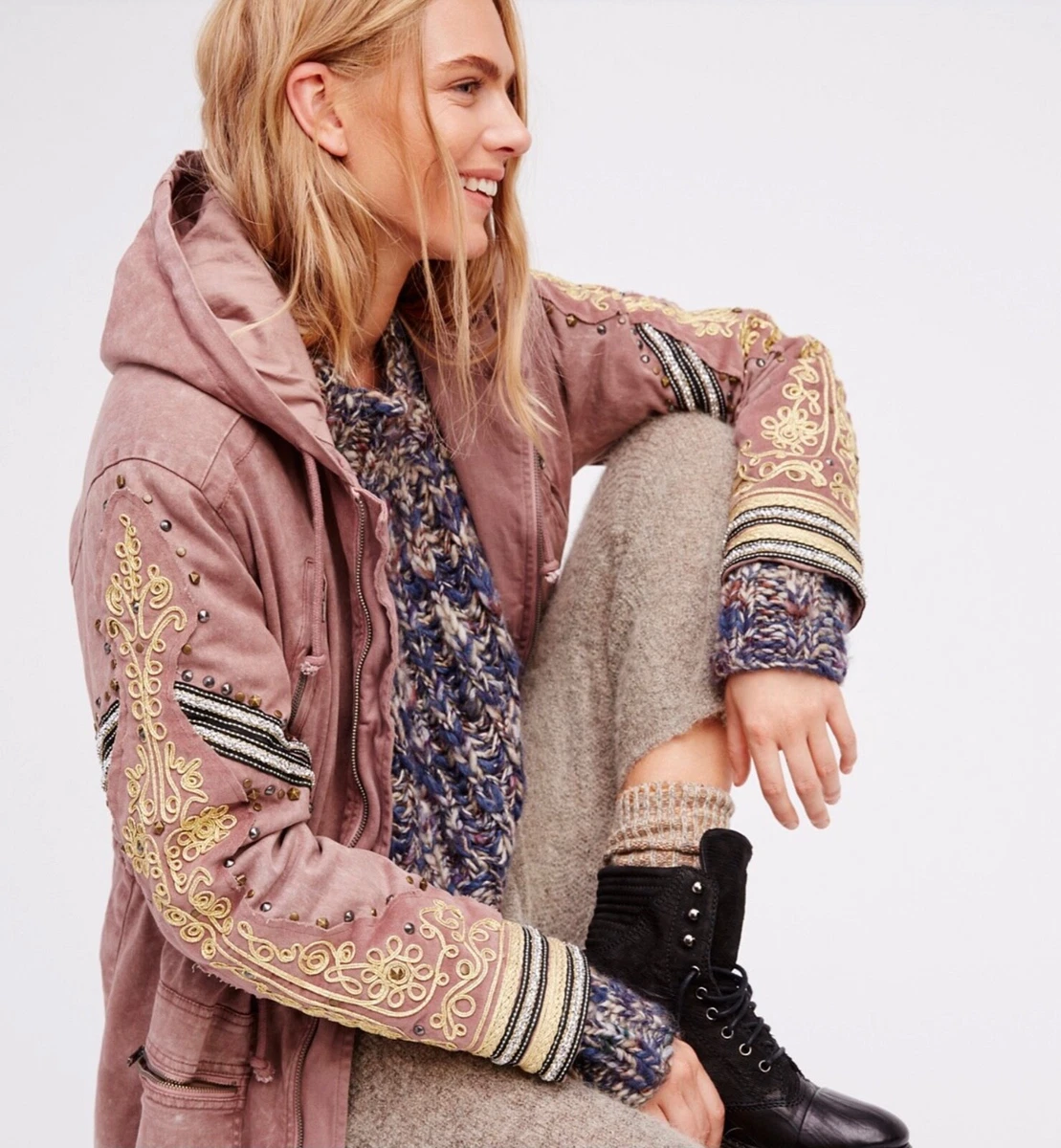 Free people golden quills military parka store