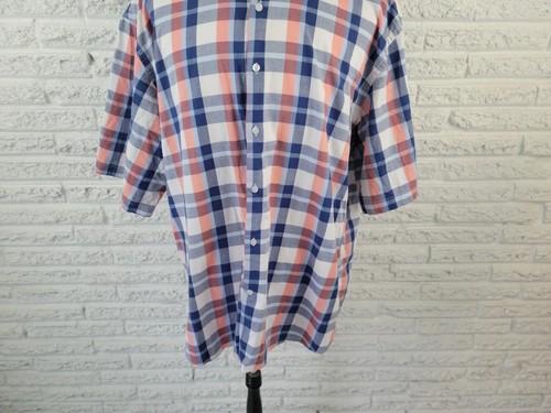 LU Linea Uomo Mens Shirt 5X Stretch Short Sleeve Collar Blue Plaid Button Up - Picture 4 of 7