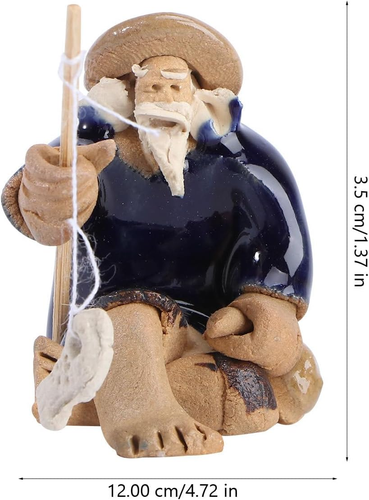 2 Pcs Mini Fisherman Figurines,Bonsai Figurines,Chinese Garden Statue Fishbowl O - Picture 3 of 9