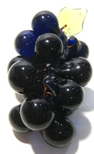 Vintage Glass Grapes Cluster  copper wrapped  blue / green clusters MCM