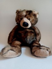 Aurora Vintage 90s Plush Brown Teddy Bear Stuffed Animal Faux Fur Weighted Belly