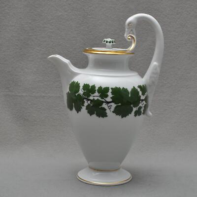 Meissen Weinlaub Weinkranz Kaffeekanne mit Schwanenhals Goldrand 1.Wahl Pfeiffer