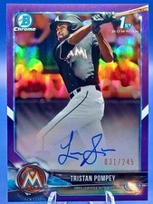 2018 Bowman Draft Chrome Tristan Pompey Purple Refractor Auto /245 
