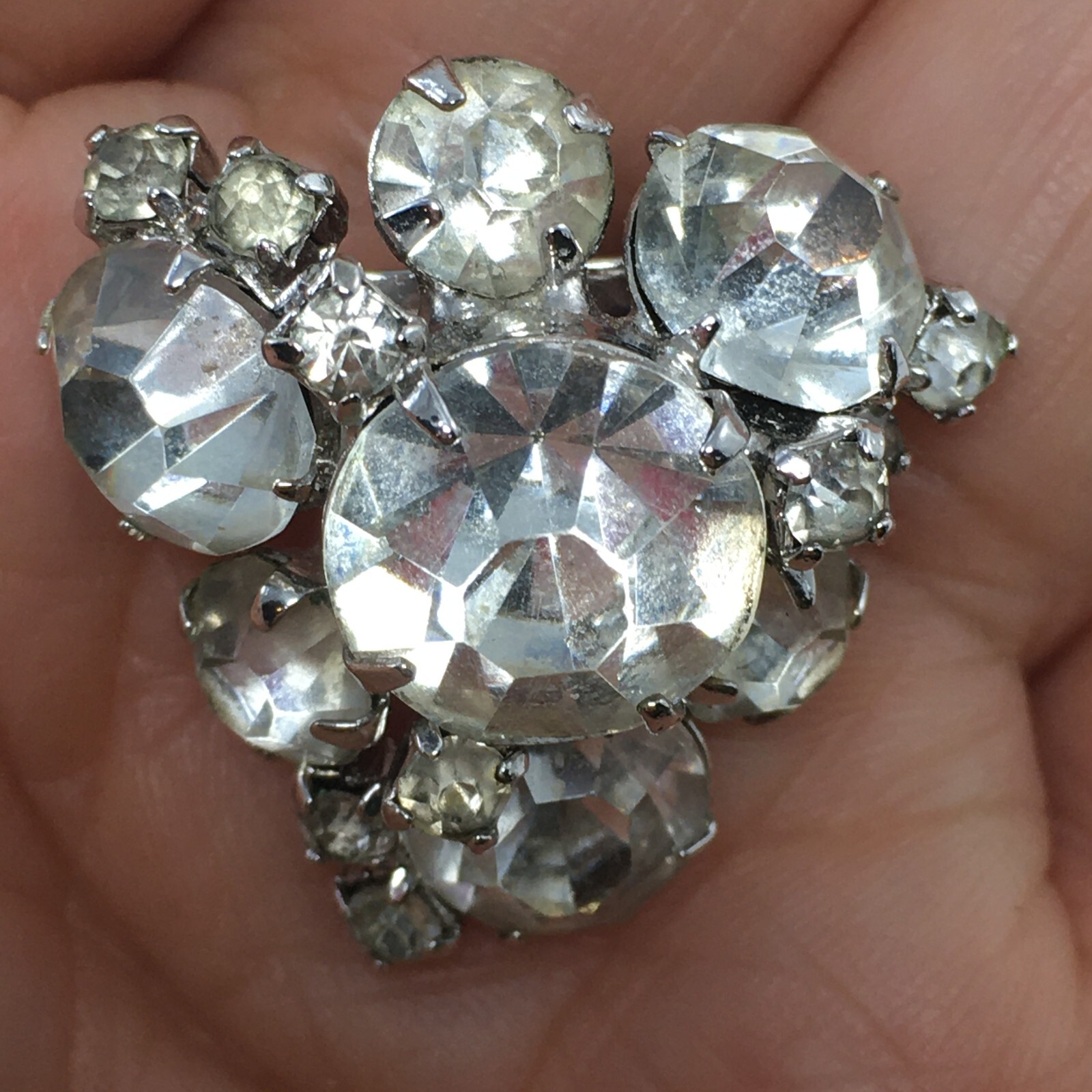 Clear Rhinestone Triangular Triangle Silver Tone … - image 7