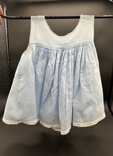 Vtg Baby Girl C.I. CASTRO Blue Cotton Sleeveless Dress Apron Overlay Sz 0-3 mo