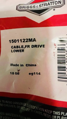 Briggs Stratton #1501122MA Cable FR DRIVE-LOWER 2-stage Snowblower Part - Picture 3 of 4