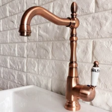 Red Copper Single Ceramic Handle Bathroom Sink Mixer Tap Basin Faucet znf418