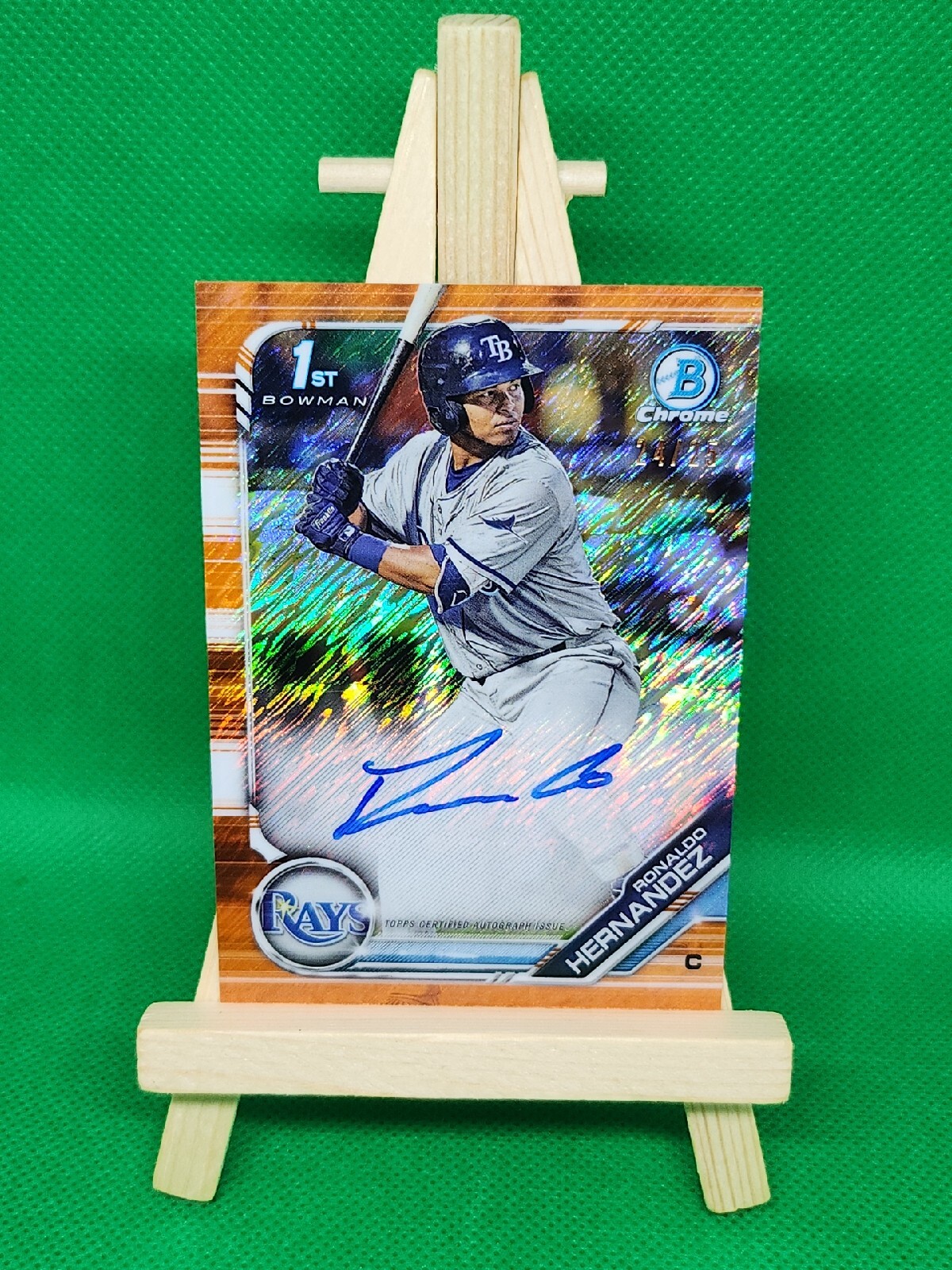 2019 Bowman Chrome RONALDO HERNANDEZ Auto 24/25 Orange Shimmer Refractor RAYS