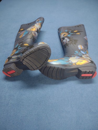 Chooka Womens Floral Rain Boot Size 6M US Grey Multi Colored - Picture 5 of 11