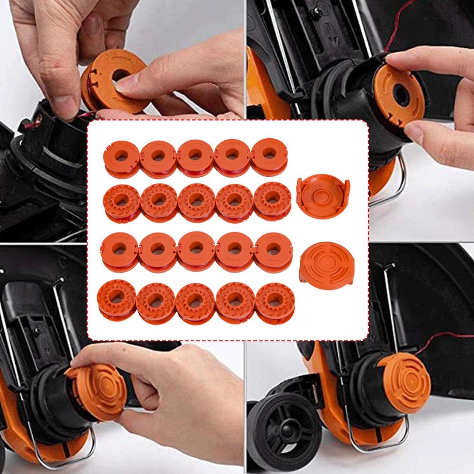 20-Pack WA0010 Grass Trimmer Spool Line + 2 Caps – Replacement For WORX Weed Eater Edger