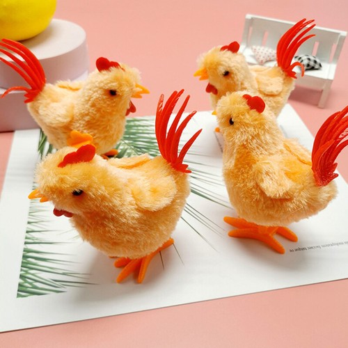 Big Rooster Wind-up Toy Chicken Clockwork Plush Jumping Toy Easter Gift Kids Toy - Picture 9 of 12
