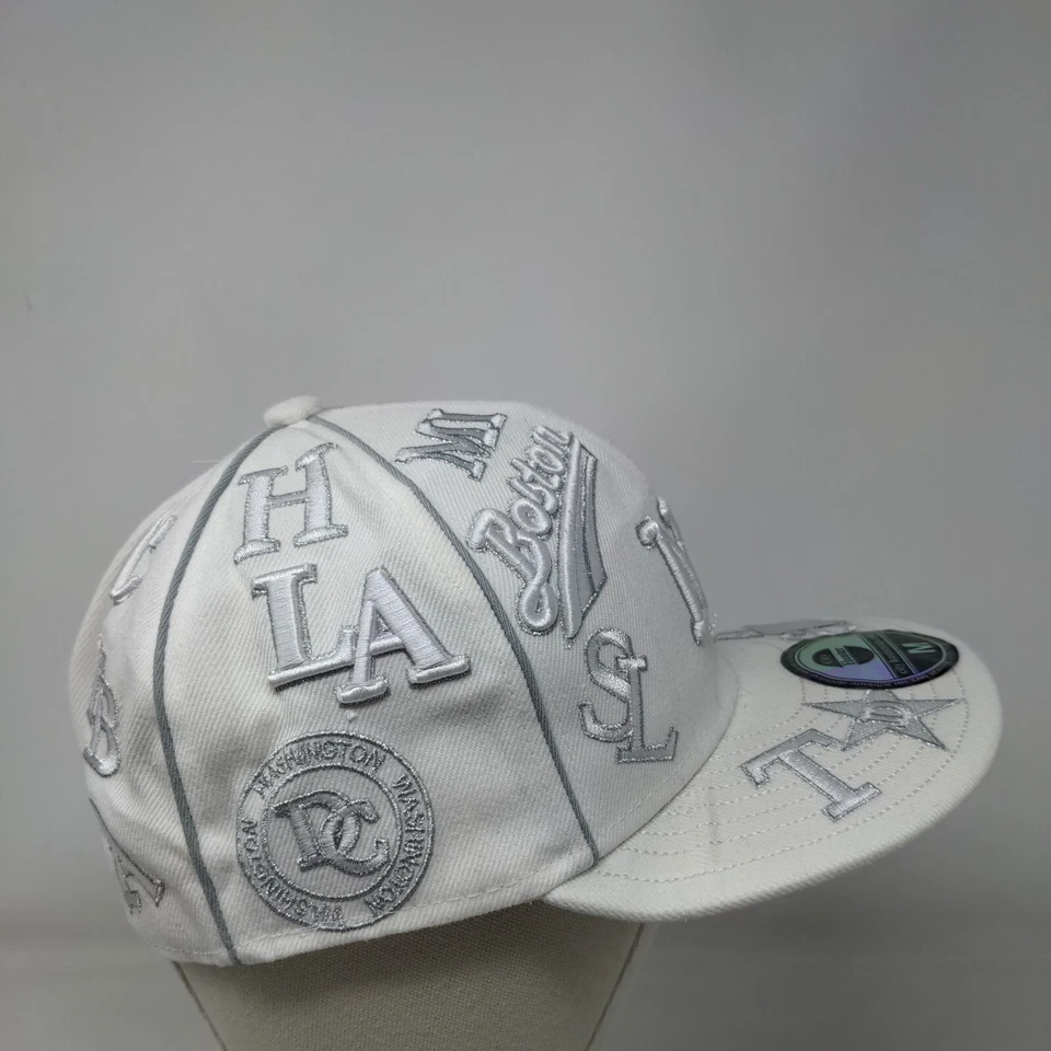 NY Nueva York Boston City Hunter Sombrero Ajustado Blanco 7 1/4 Bordado 6 Paneles Foto 4 de 4