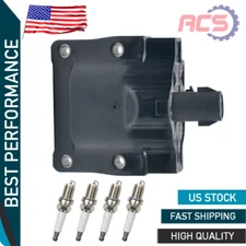 1X Ignition Coil +4 Spark Plugs UF72 for LS400 SC400 4Runner Camry Celica MR2