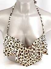 New Victoria's Secret PINK Leopard Print Flounce Halter Bikini Top XS