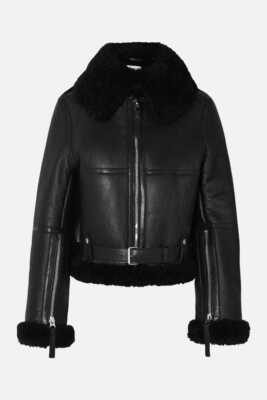 Womens Aviator RAF B3 Bomber Flying Leather Jacket Real SheepSkin Faux Fur NJ2