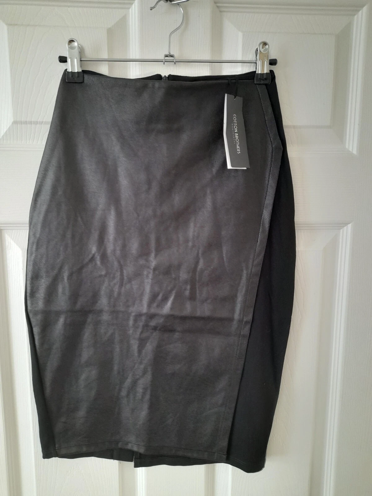 Cotton Brothers Black Faux Leather Women Pensil Skirt Size XS