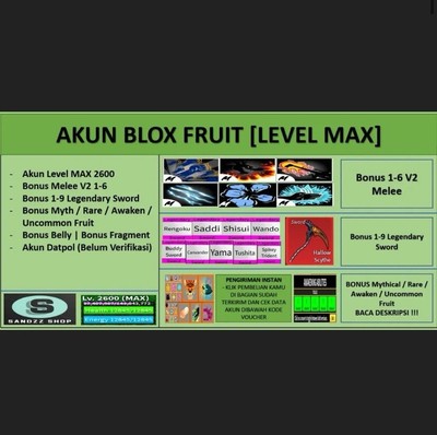 Blox Fruits: Maxed Level Account  (Description Below For More Information /