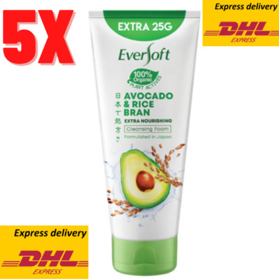 5X Eversoft Face Wash Facial Cleanser Organic Avocado & Rice Bran Oil 195g - DHL