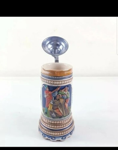 Decorative Musical Beer Stein German Bavarian With Pewter Lid - Picture 7 of 12