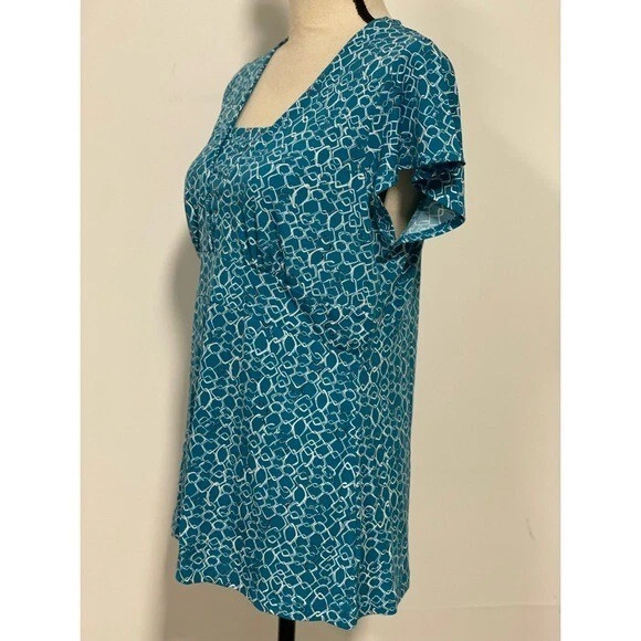 Nine & Co by Nine West 短袖衬衫蓝色 L 码 — 第 3/4 张图片