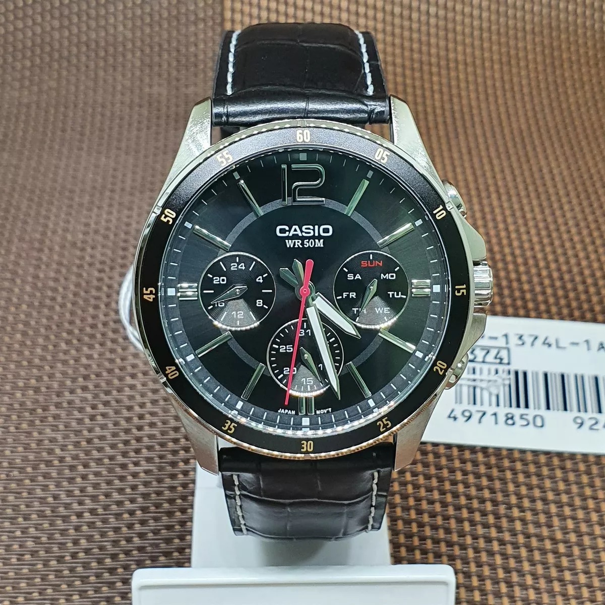 Casio MTP-1374L-1A Standard Analog Black Leather Strap Men
