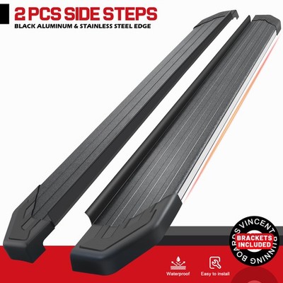 5.5'' Running Board Fit 16-22 Honda Pilot / 19-22 Passport BLK Aluminum+SS Edge