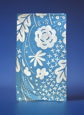 VTG MARIMEKKO By DAN RIVER Double Flat Sheet Blue/White 70s Mod Flower Power