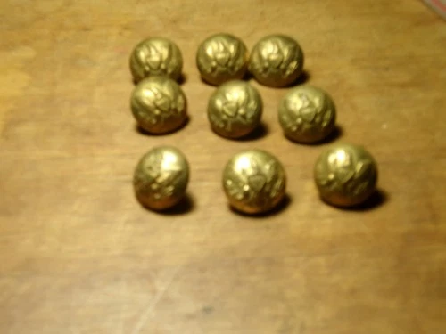 Nine Reproduction Civil War Union Army Buttons-Small (1/2 inch)