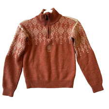 SNJOR Jostedal Norwegian Wool Sweater Kids Size 14 1/4 Zip Nordic Fair Isle Ski