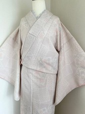 Japanese Kimono Pure Silk Lining Robe Tortoise Shell Kasuri Layered Colored