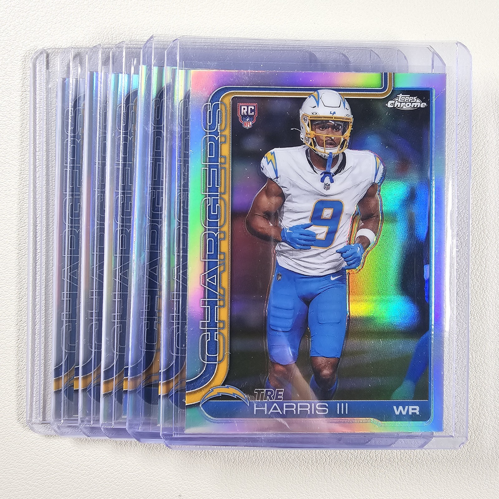 TRE HARRIS III 2025 TOPPS CHROME FOOTBALL ROOKIE REFRACTOR #338 CHARGERS Q4856