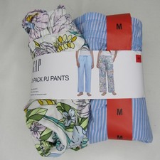 Gap 2 Pack PJ Pajama Pants New NWT Women's M Medium Floral Striped