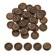 50Pcs Wooden Buttons 18mm 4 Hole Round Wood Sewing Button, Brown