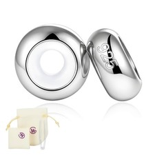 GW Stopper Charms 925 Sterling Silver Round Rondelle Spacer Beads Silver-2PCS