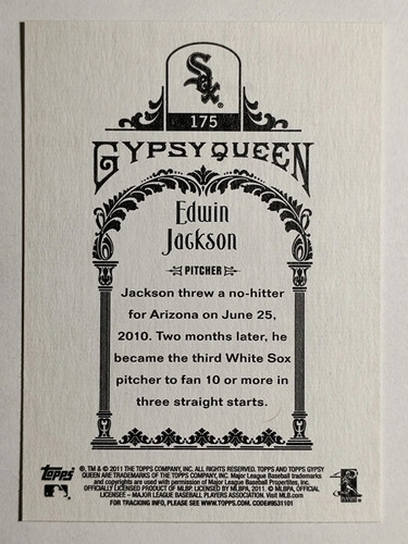2011 Topps Gypsy Queen #175 Edwin Jackson - Picture 2 of 2